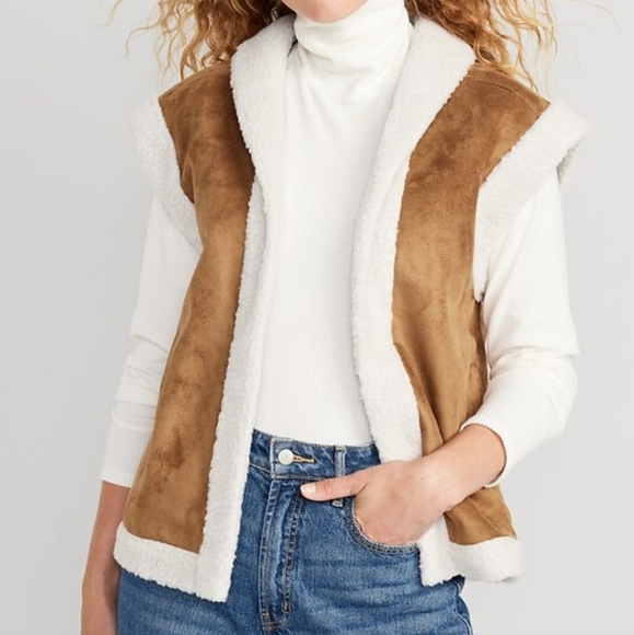 Old Navy Jackets & Blazers - Faux Suede SHERPA LINED WOMEN'S VEST